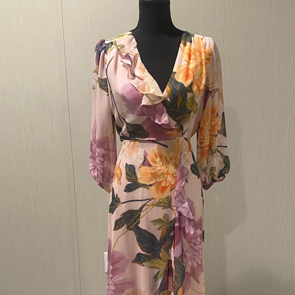Maison Tara Long Sleeve Dress - Purple and Orange Floral